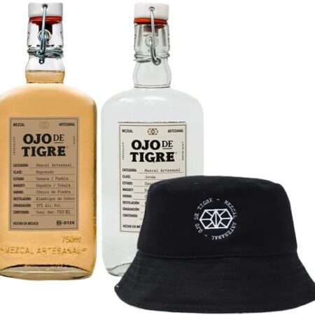 Duopack Mezcal Ojo de Tigre Joven + Reposado 750ml con Bucket Hat de regalo.