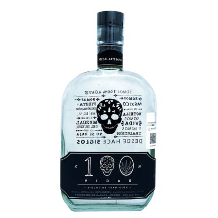 Mezcal Artesanal 100 Vidas Espadín Joven 750ml - Elaborado en Oaxaca, Triple Destilado