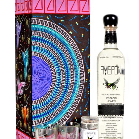 Kit Mezcalero: Botella , Caja Pintada a Mano, Sal de Gusano y Vasos