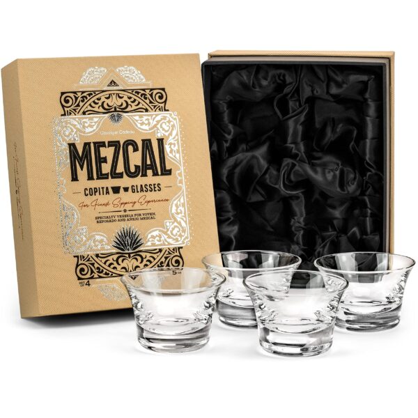 Vasos para Mezcal - Juego de 4 Copitas de 5 oz - Degustación de Espíritus Mexicanos - Sopladas a Mano